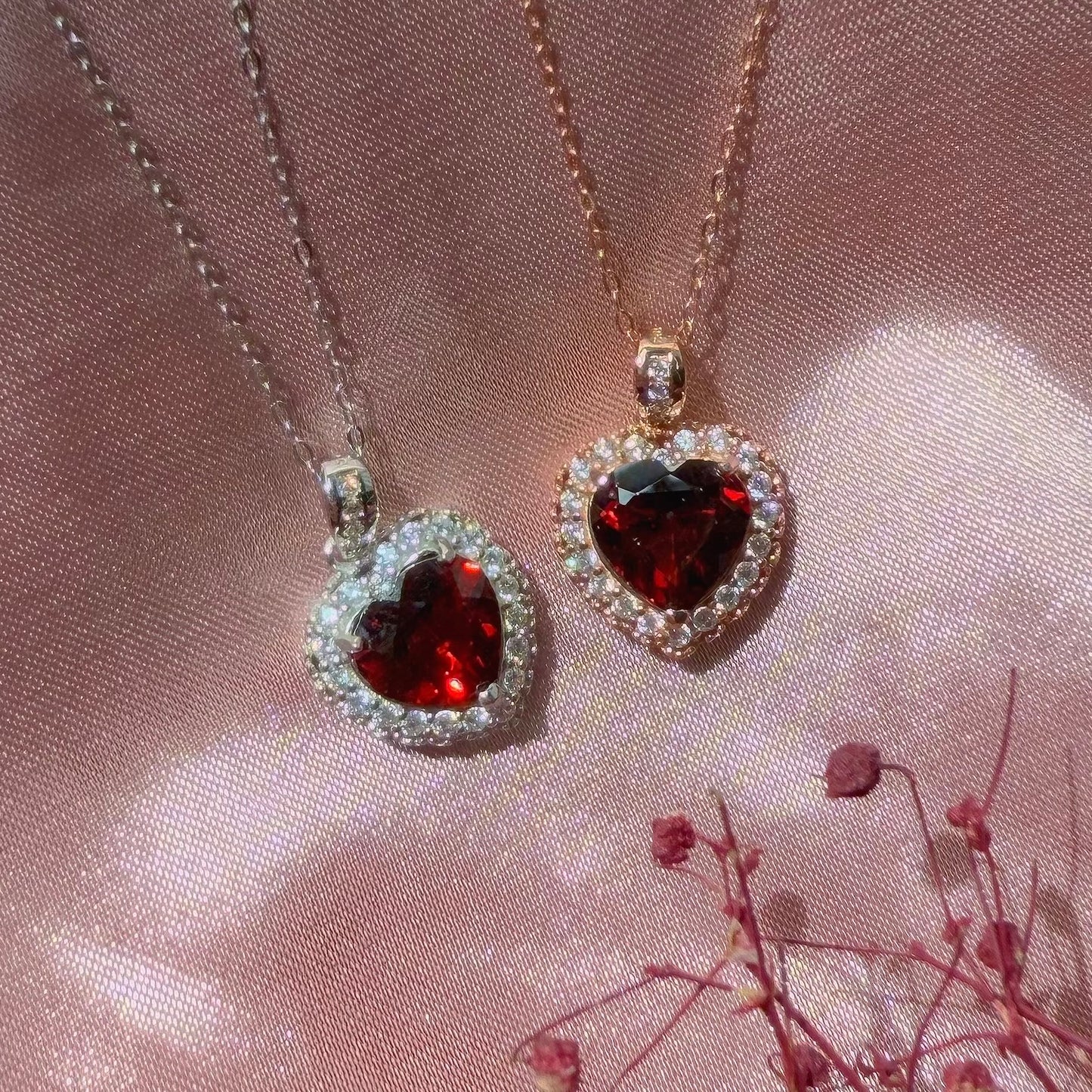 Garnet Heart Necklace