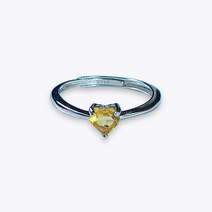 Citrine Dainty Heart Ring