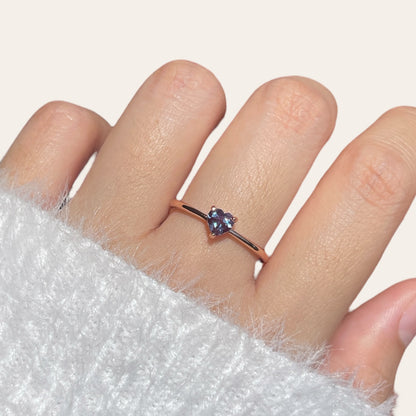 Alexandrite Dainty Heart Ring