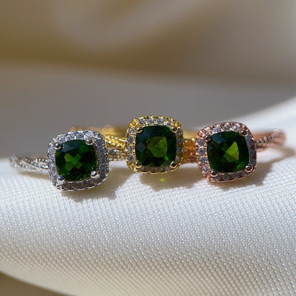 Cushion Cut Diopside Ring