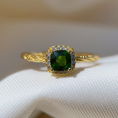 Cushion Cut Diopside Ring