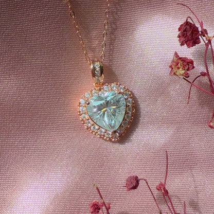 White Moissanite Heart Necklace