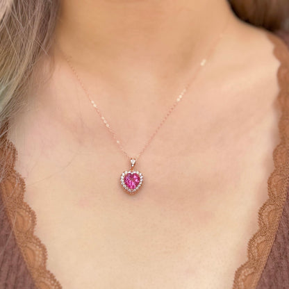 Pink Topaz Heart Necklace