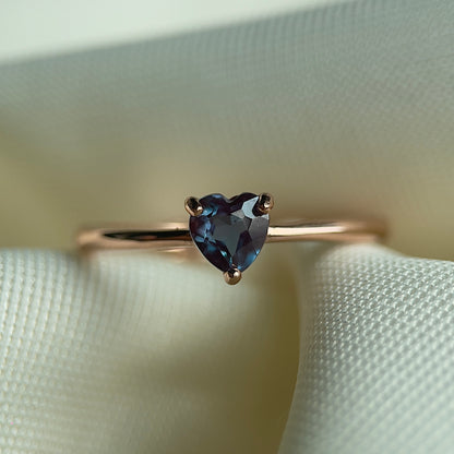 Alexandrite Dainty Heart Ring