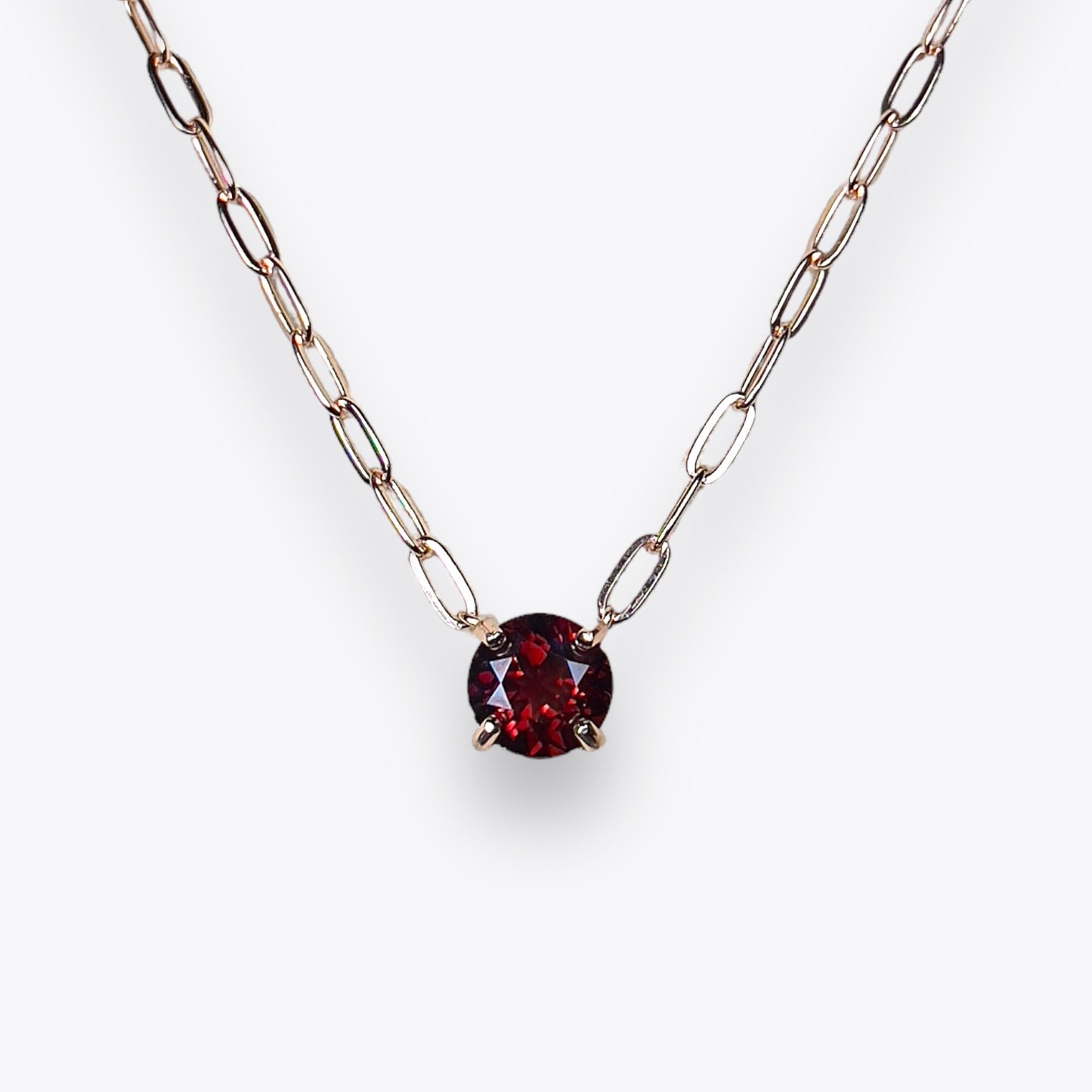 Garnet Link Chain Necklace