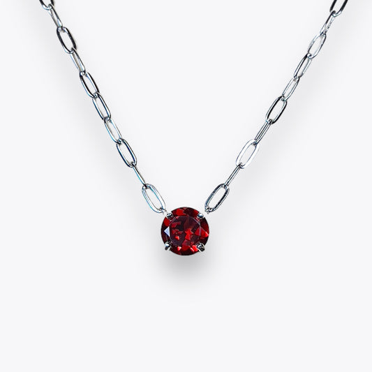Garnet Link Chain Necklace