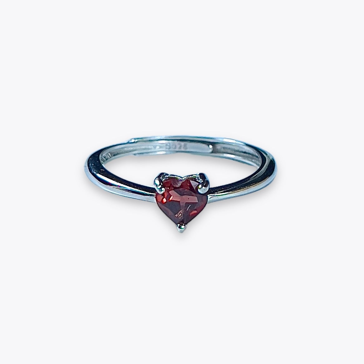 Garnet Dainty Heart Ring
