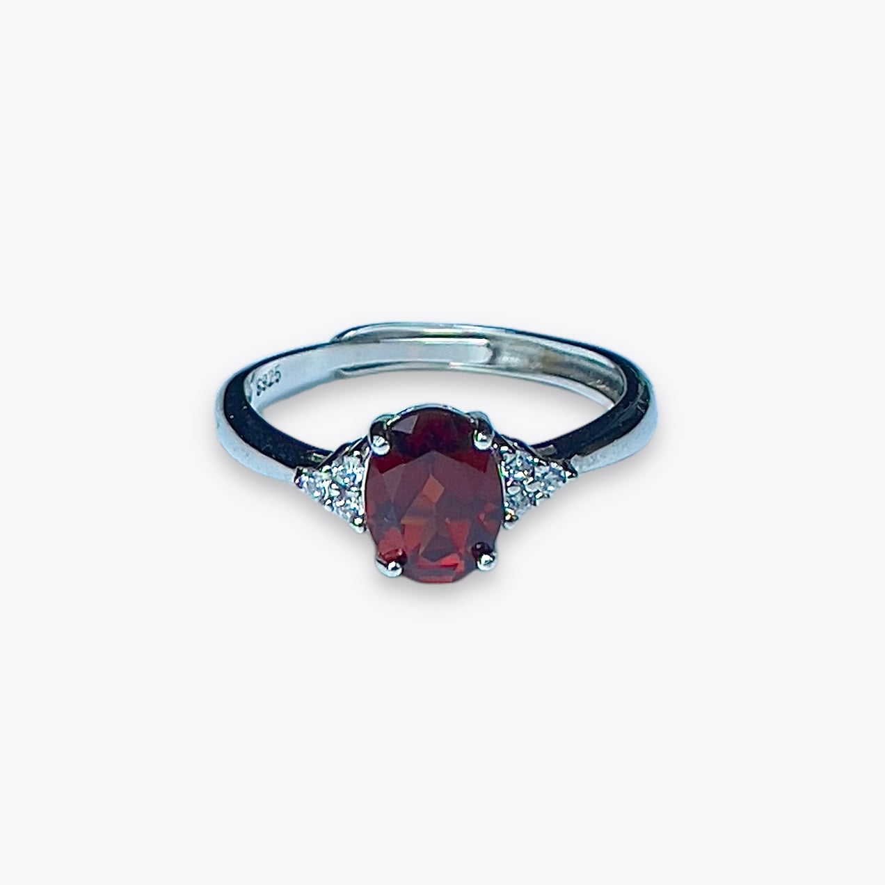 Garnet Oval Cluster Ring