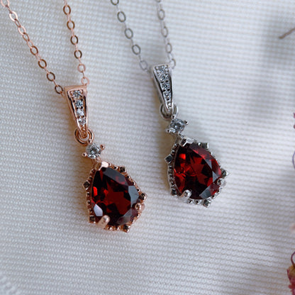 Garnet Pear Necklace