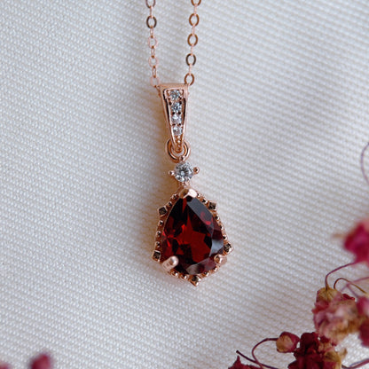 Garnet Pear Necklace