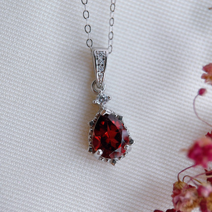 Garnet Pear Necklace