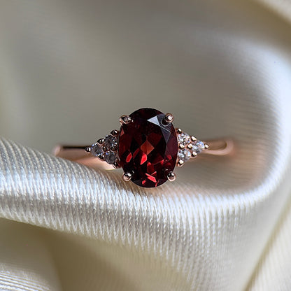 Garnet Oval Cluster Ring