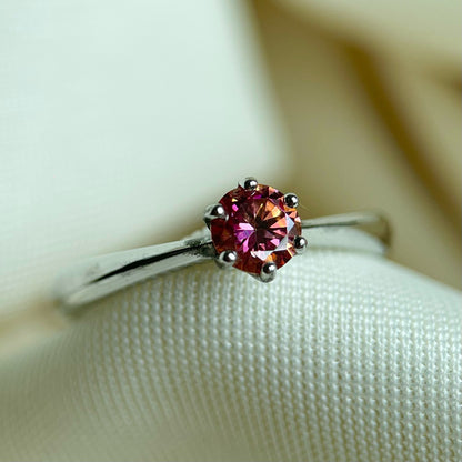 Watermelon Moissanite Solitaire Ring (0.5 Carat)