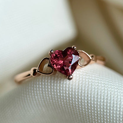 Pink Tourmaline Hearts Ring