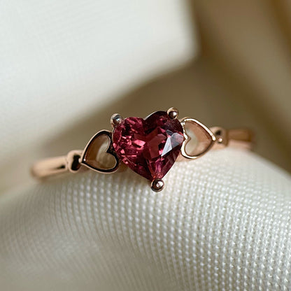Pink Tourmaline Hearts Ring