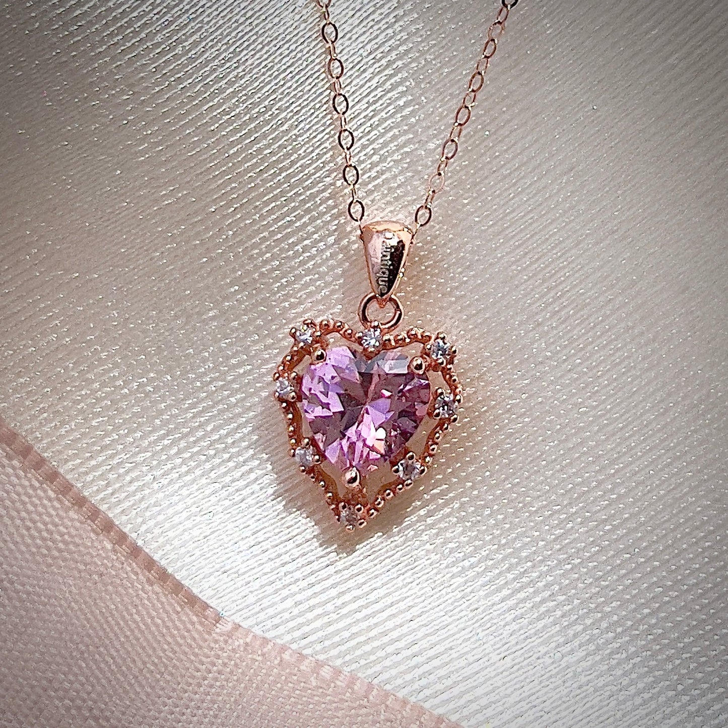 Pink Zirconia Love Necklace