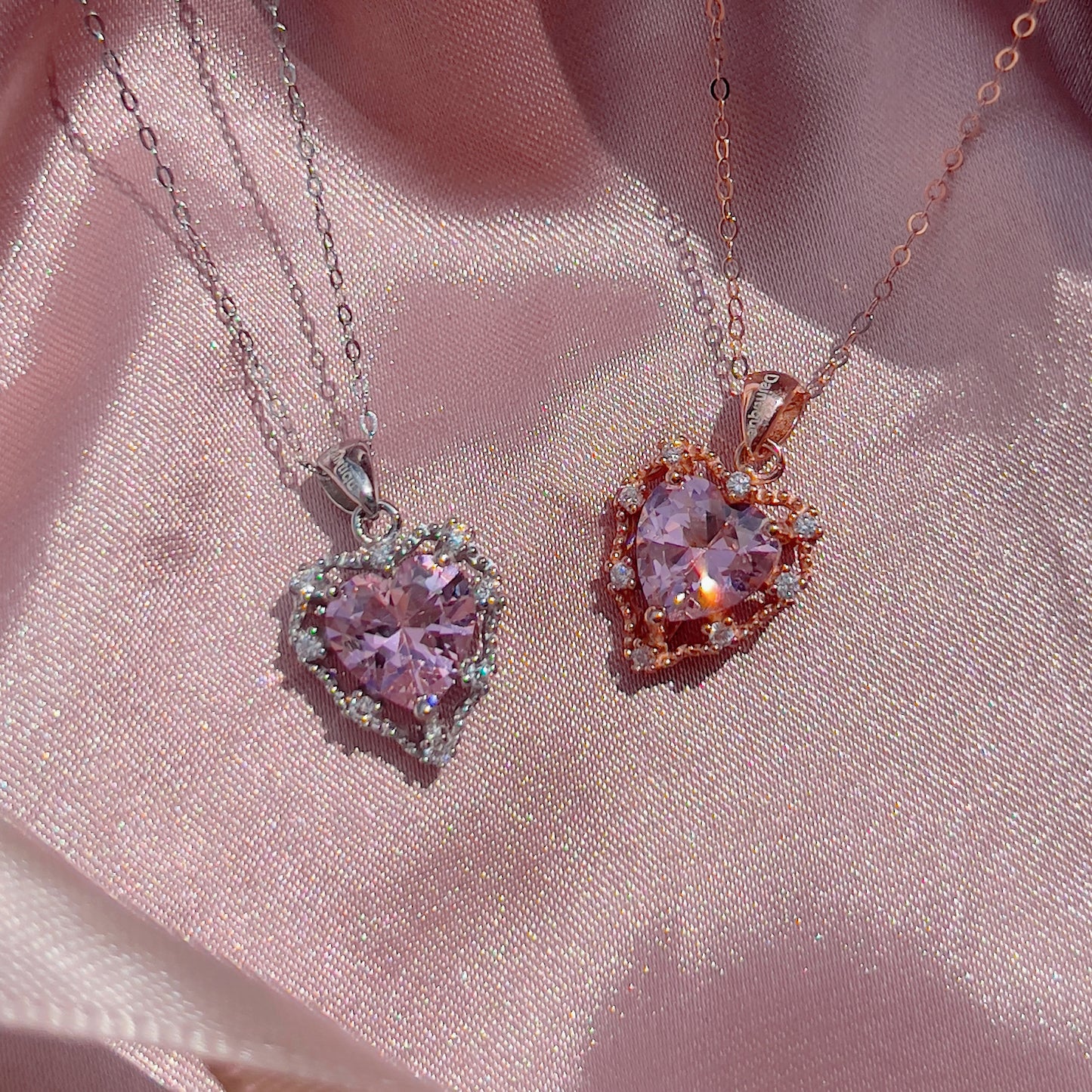 Pink Zirconia Love Necklace