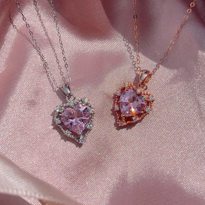 Pink Zirconia Love Necklace