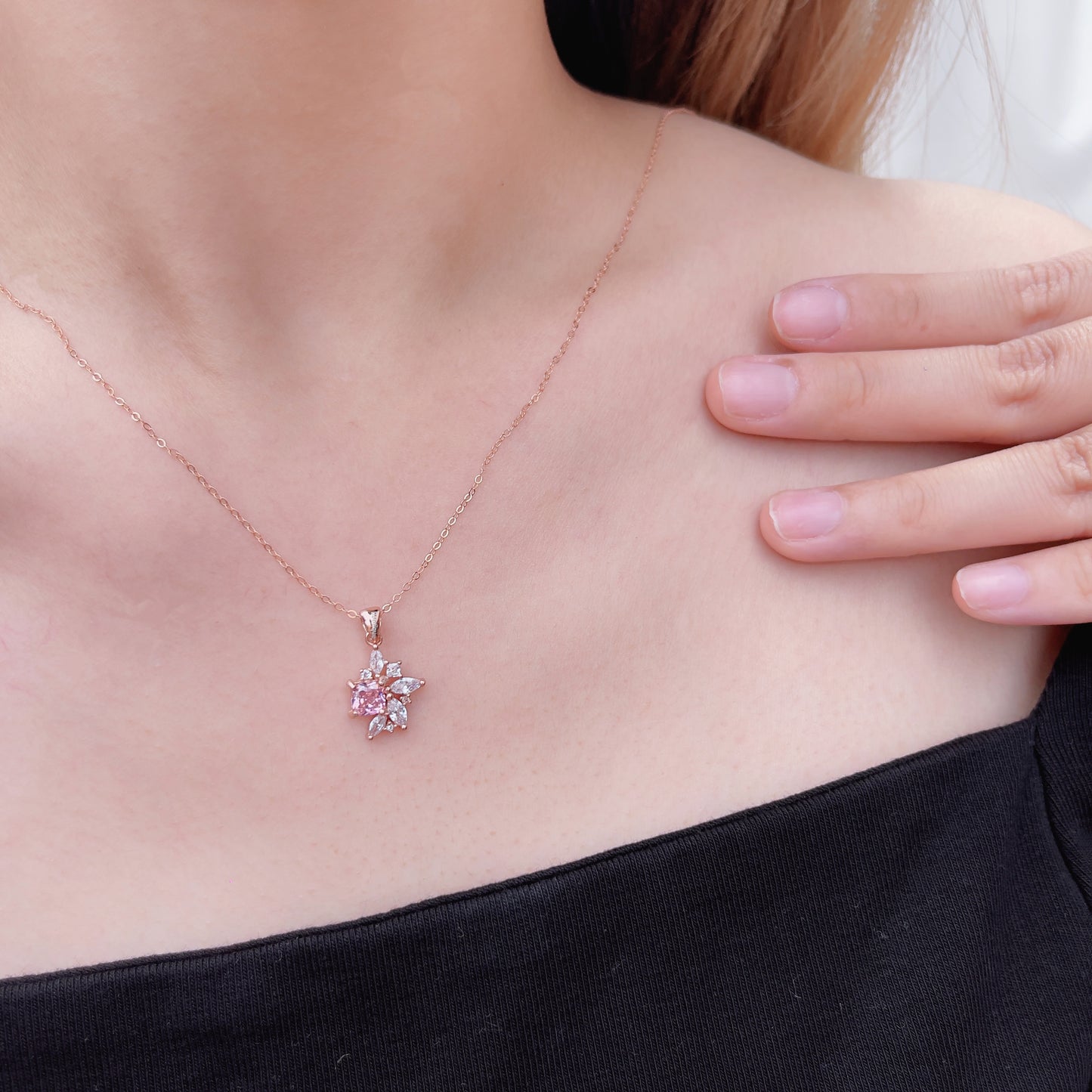Pink Zirconia Bejewelled Necklace