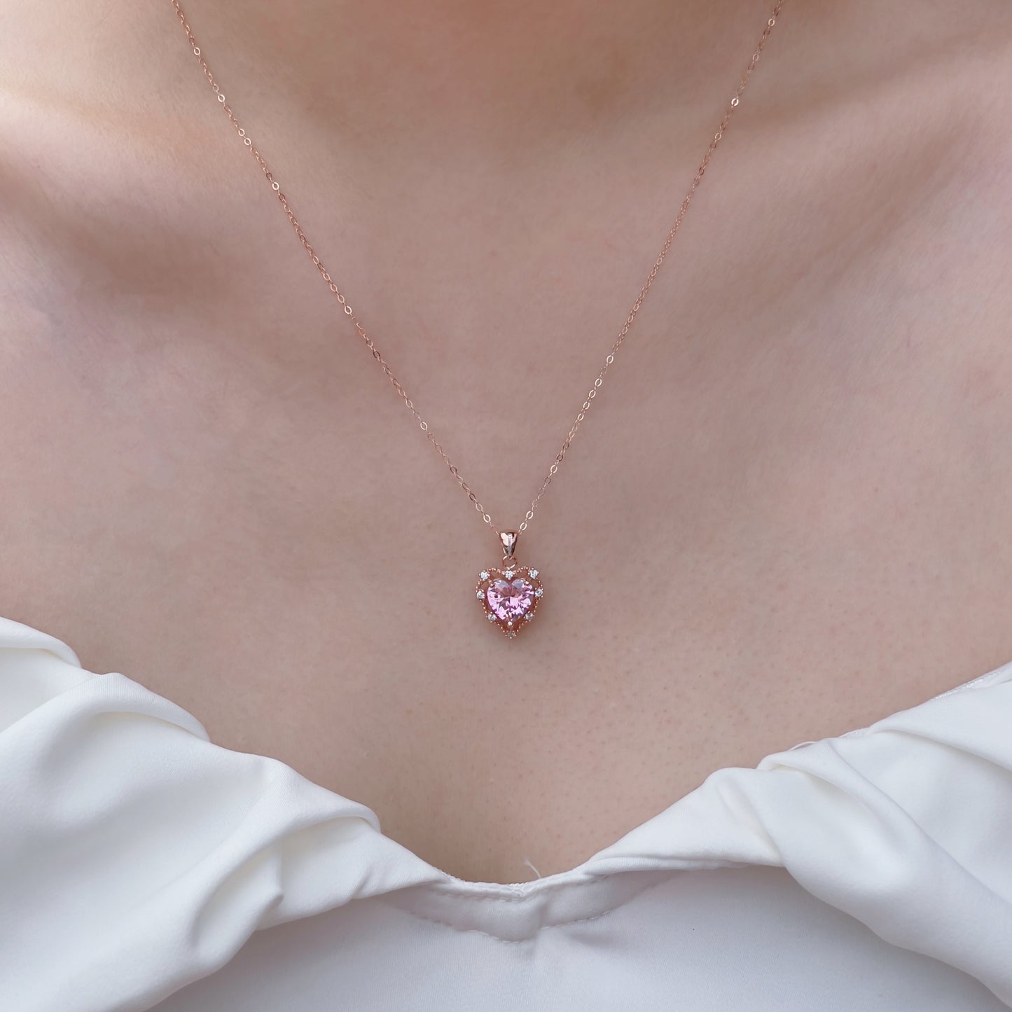 Pink Zirconia Love Necklace