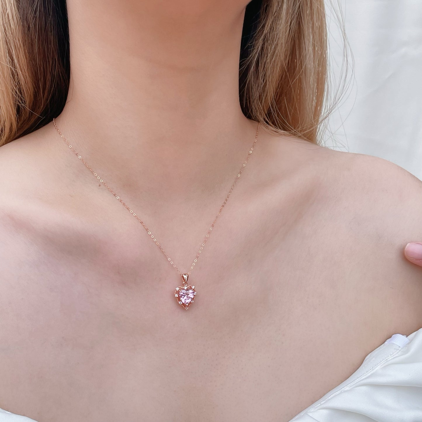 Pink Zirconia Love Necklace