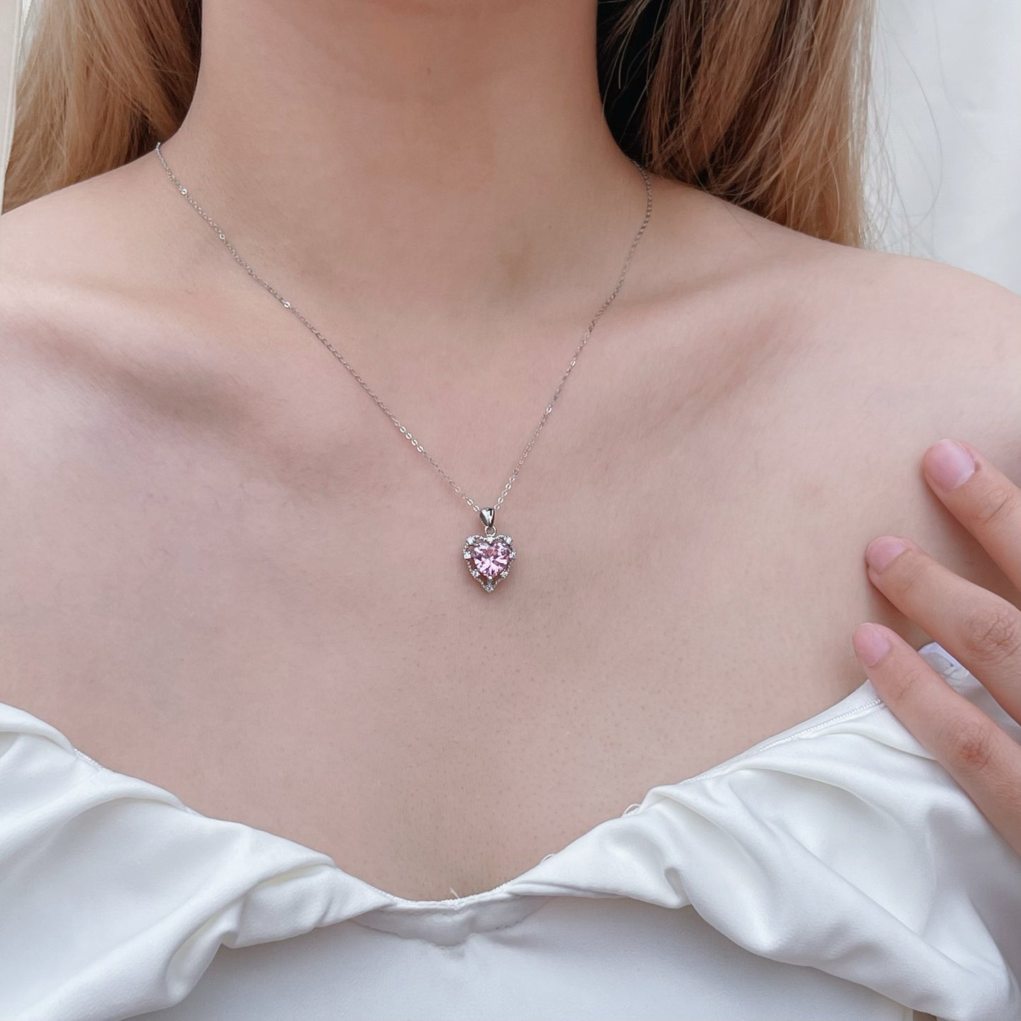 Pink Zirconia Love Necklace