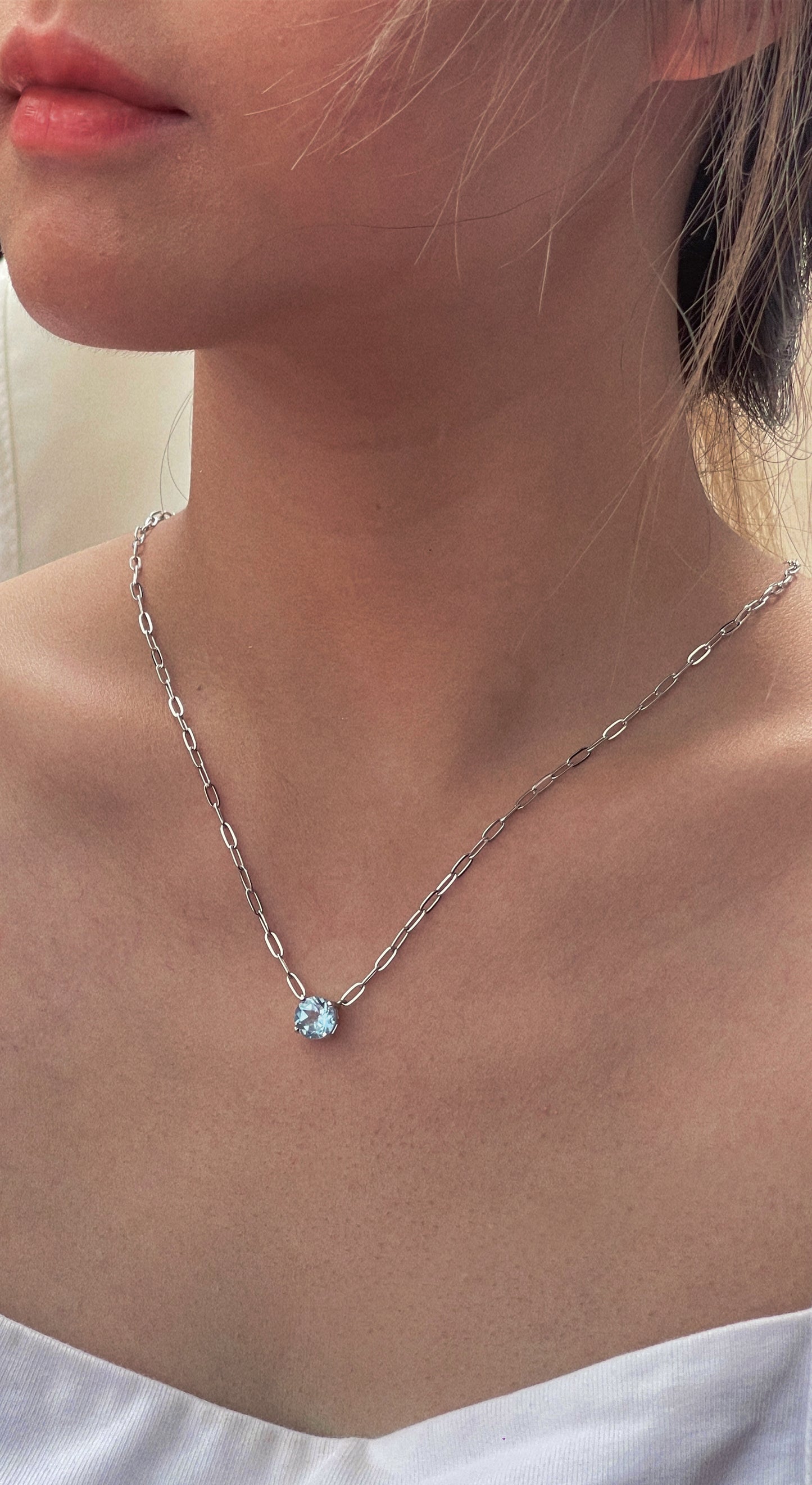 Blue Topaz Link Chain Necklace