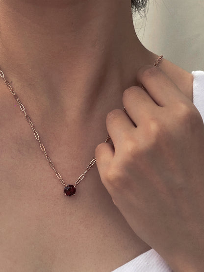 Garnet Link Chain Necklace