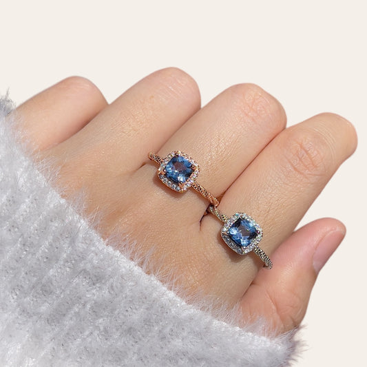 Cushion Cut Tanzanite Topaz Ring