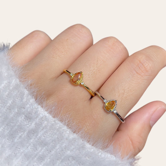 Yellow Sapphire Pear Ring