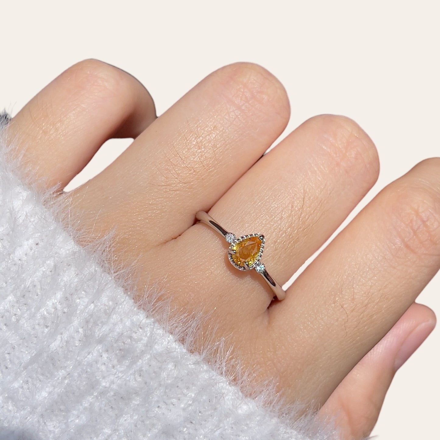 Yellow Sapphire Pear Ring