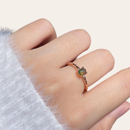 Dainty Black Opal Ring