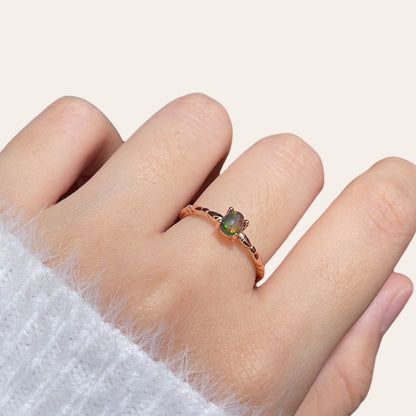 Dainty Black Opal Ring