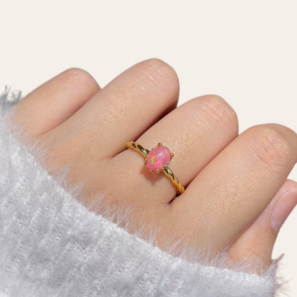 Cabochon Pink Opal Ring