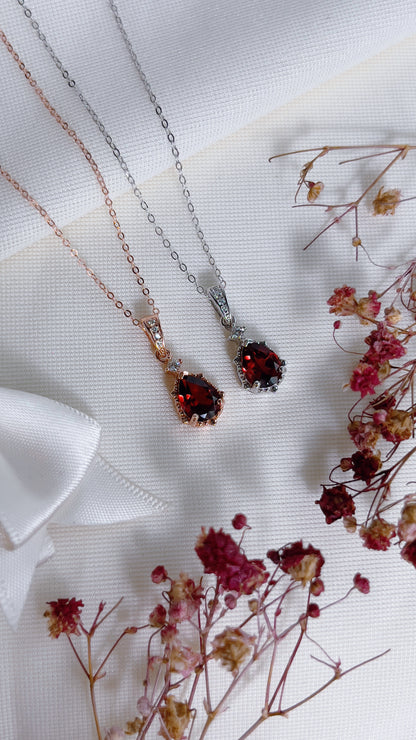 Garnet Pear Necklace