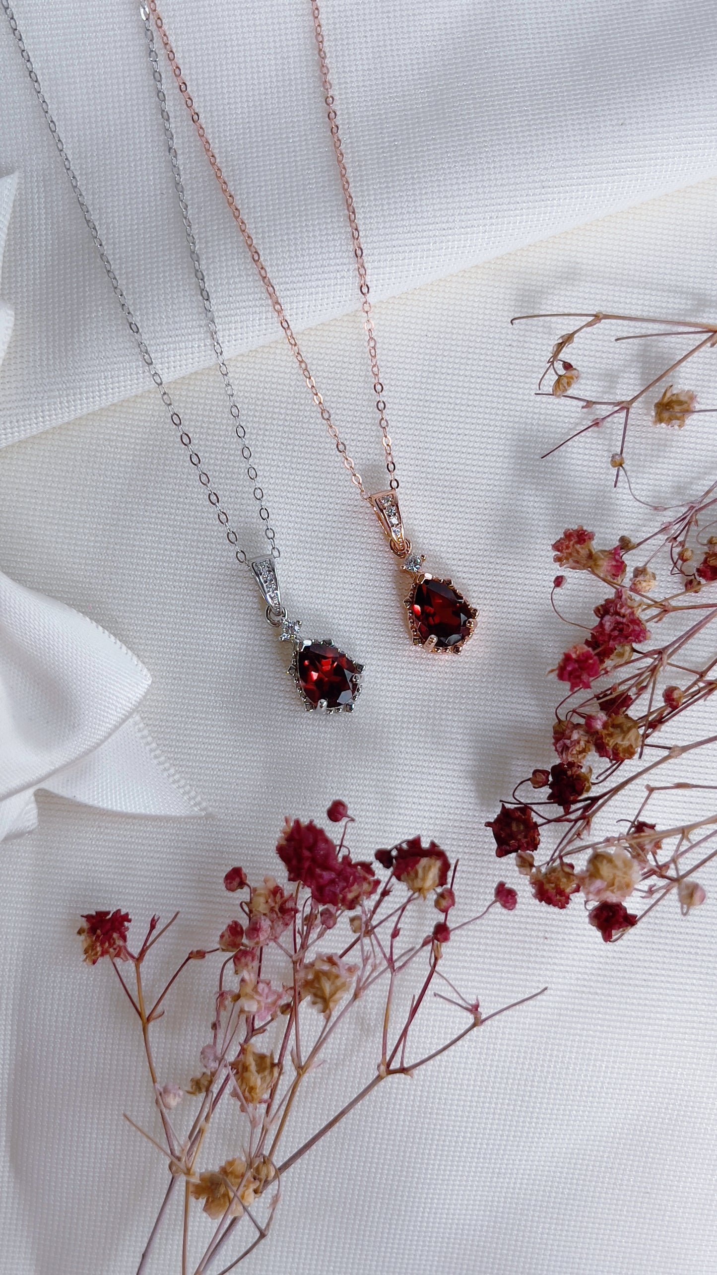 Garnet Pear Necklace