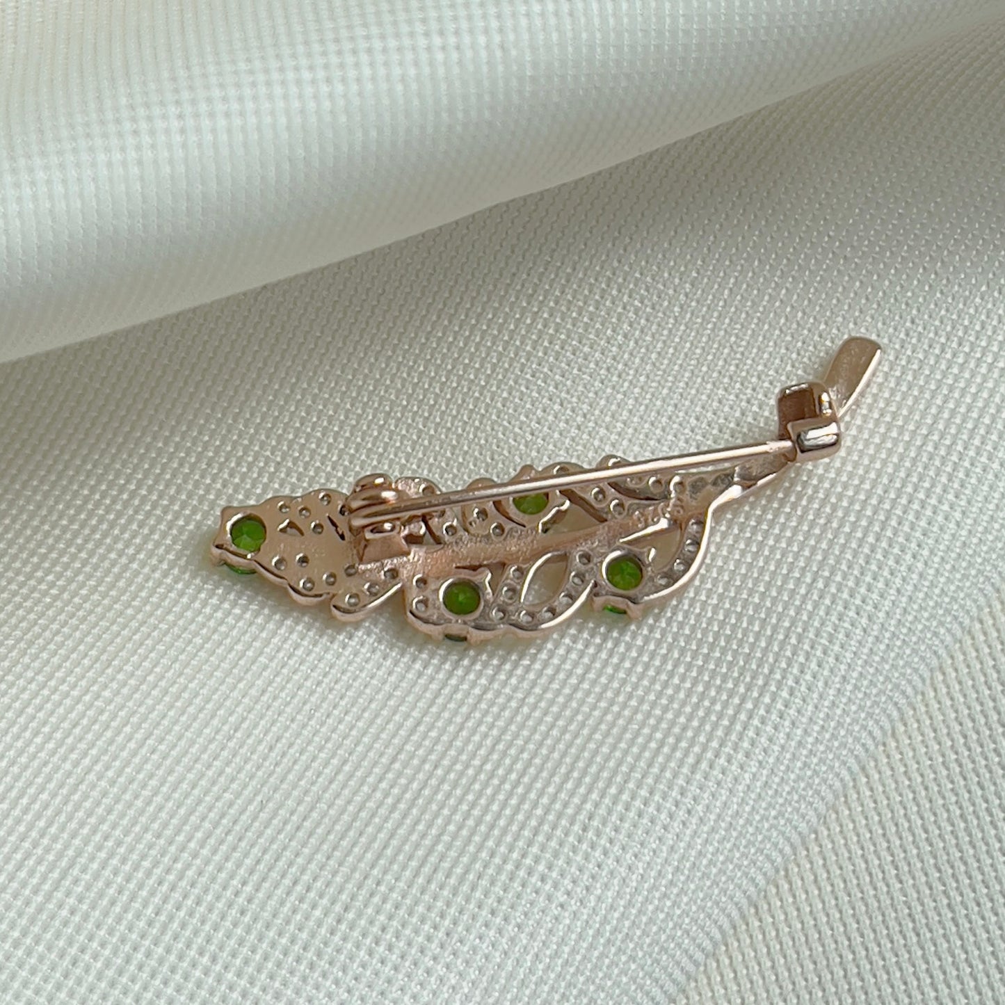 Diopside Leafy Brooch