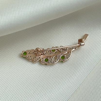 Diopside Leafy Brooch