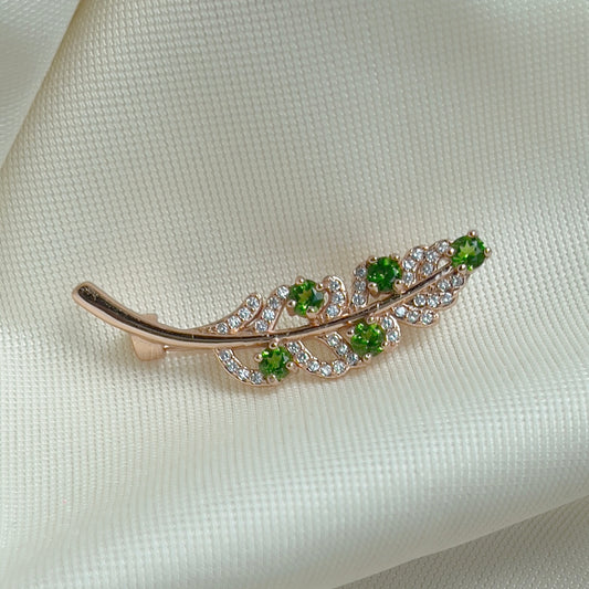 Diopside Leafy Brooch