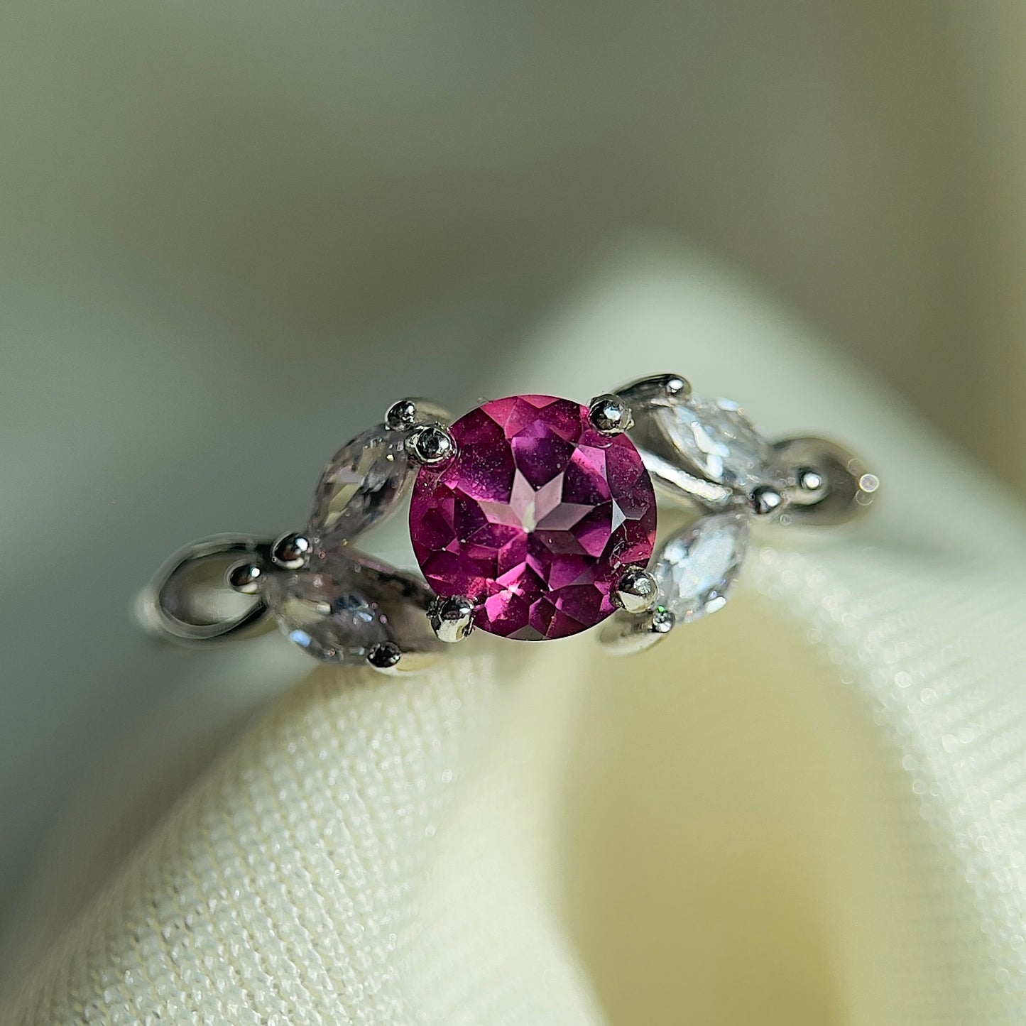 Pink Topaz Floral Ring