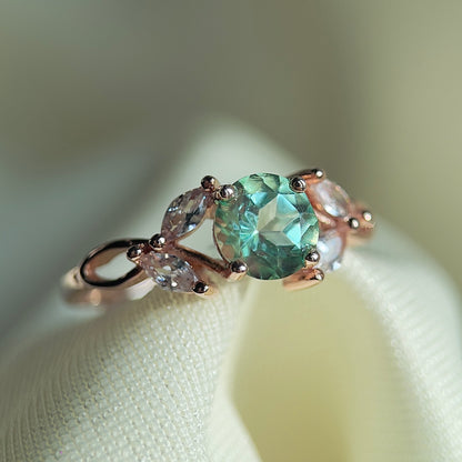 Green Topaz Floral Ring