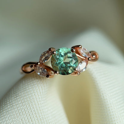 Green Topaz Floral Ring