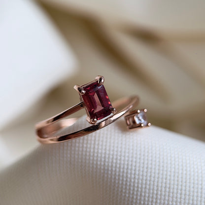 Rhodolite Garnet Zircon Ring