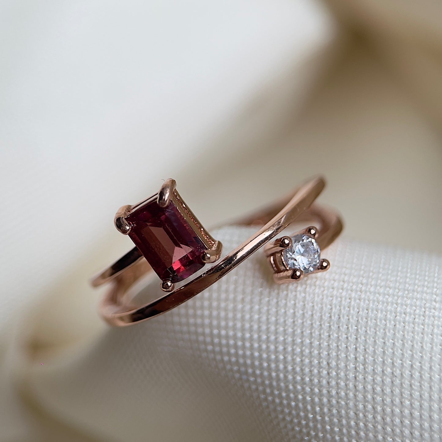 Rhodolite Garnet Zircon Ring