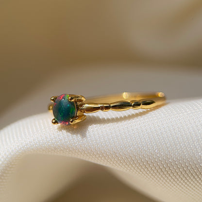 Dainty Black Opal Ring