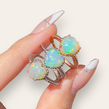 Opal Cabochon Heart Ring