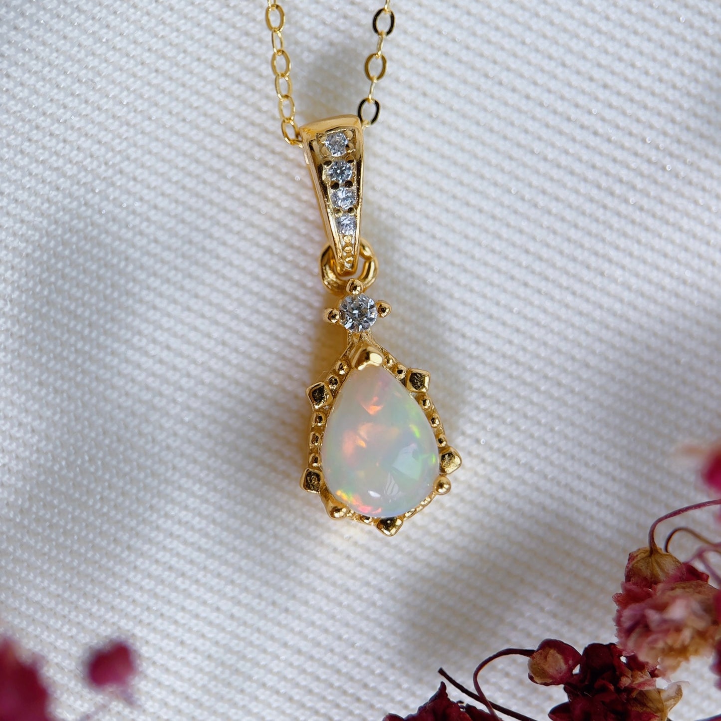 Opal Pear Necklace