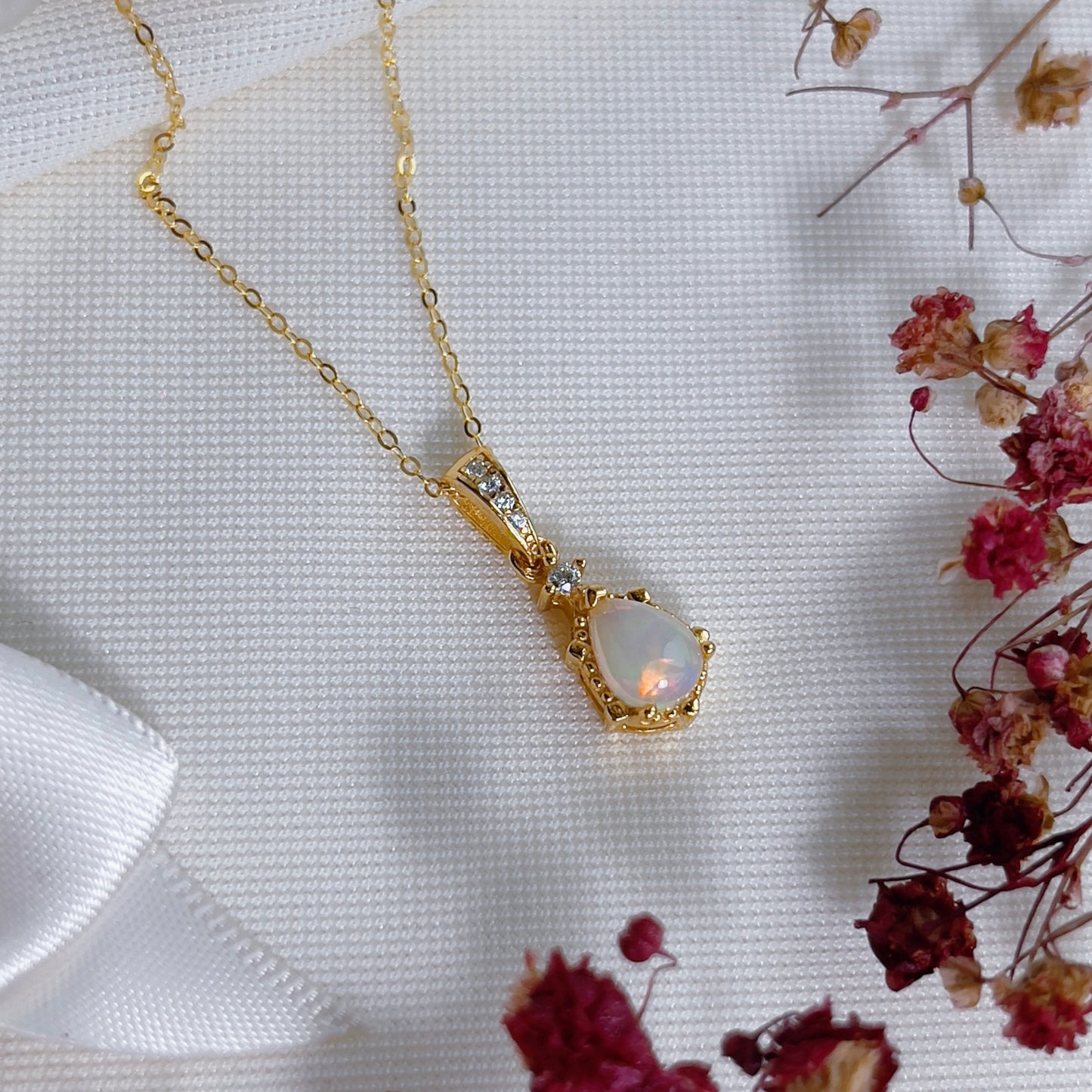 Opal Pear Necklace