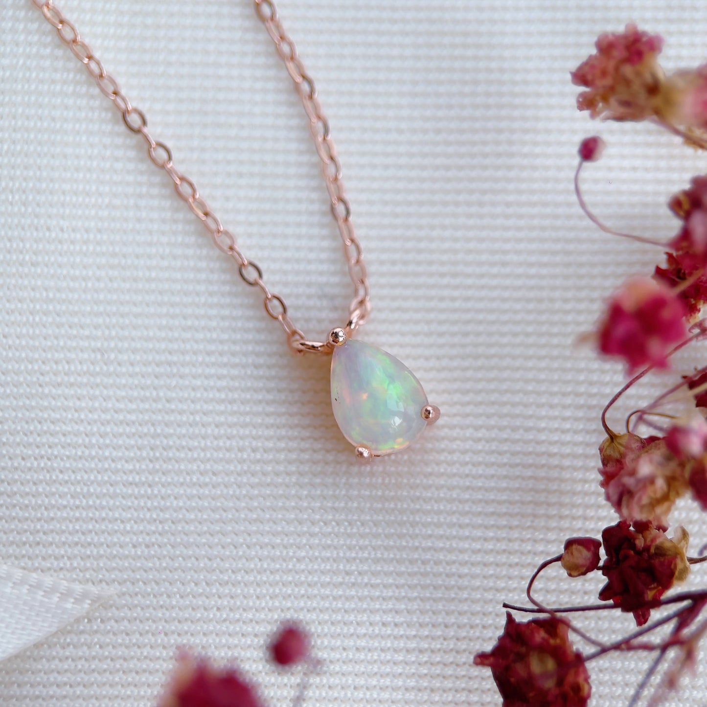 Teardrop Opal Collarbone Necklace