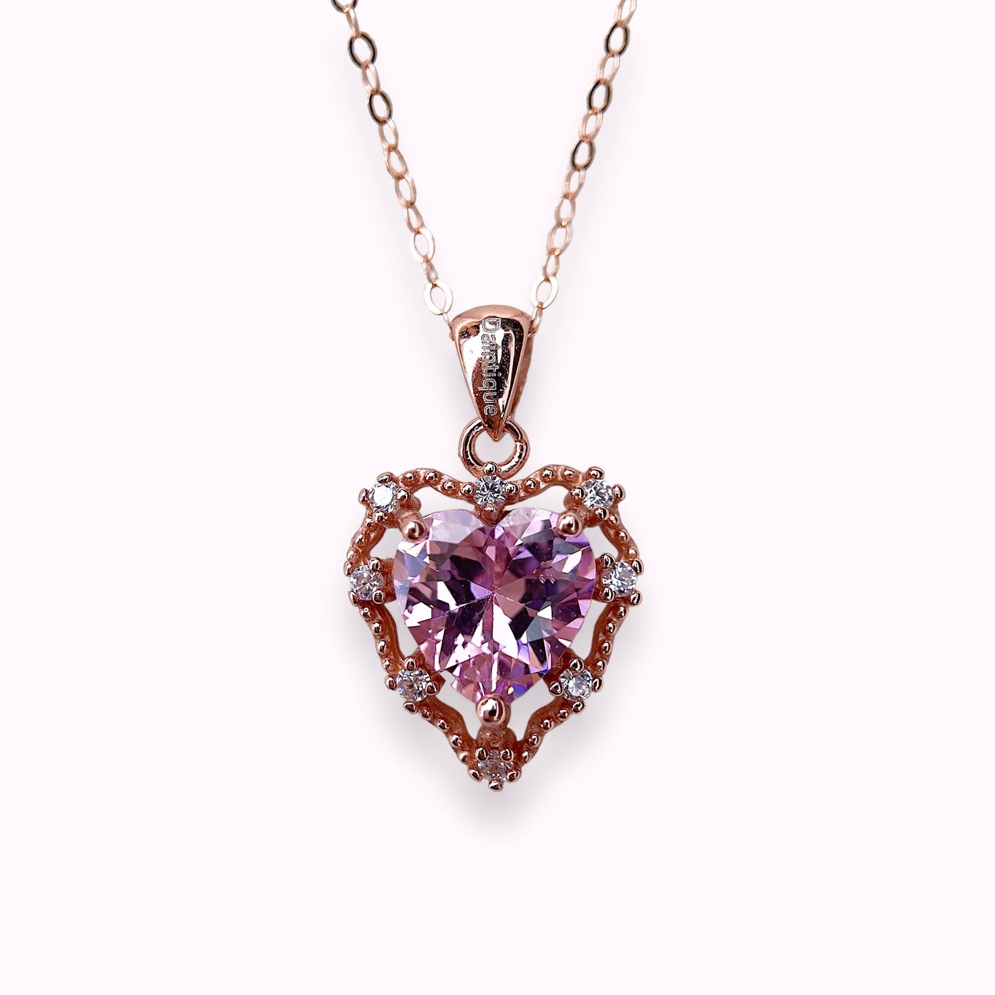 Pink Zirconia Love Necklace